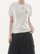 スターレタリングパッチ半袖Tシャツ -3C
