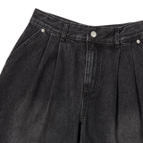 25SS WIDE BASIC DENIM SHORT PANTS BLACK