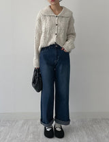 [Brushed Lining] 575 wide denim pants