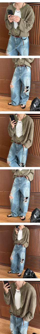 [Unisex] エスニックシースルーカーディガン(3color)