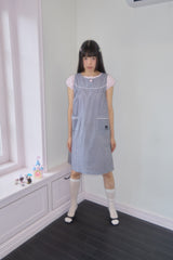 ONE BUTTON GINGHAM CHECK DRESS (BLACK)