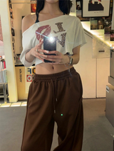 リップオフショルダー半袖Tシャツ(2color)