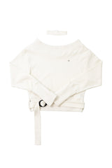 [ID] Logo Off-Shoulder Sweatshirt (Choker Set) (Ivory) 