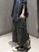 vintage washed cargo bermuda pants