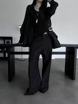 [unisex] ピンタックワイドレザースラックス