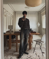 Rough Cat Brush Wide Denim Pants