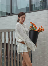 リブンサマーオープンワークニット