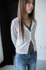 wrinkle mesh loop cardigan(3colors)