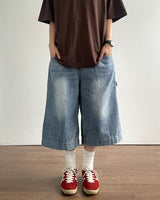 Flat 7-Part Denim Pants