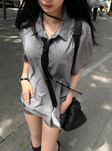 26SS★ [ MADE / Tie Set ] シルクストライプクラシックシャツ半袖バージョン