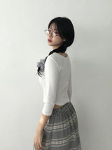 Three-Quarter Ribbed Knit Tee