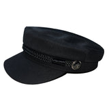Classic Noir Metal Button Black Loop Sailor Cap (Black)