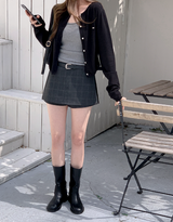 Classic Check Mini Skirt Pants + Belt Set (2color)