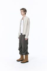 DAMAGED CROP NET KNIT ZIP UP (IVORY)