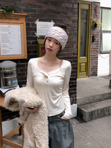 Minu Lace Layered Loose Button T-shirt (4color)