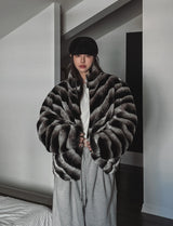 Wavy gradation fur jacket