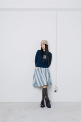 Check Twister Star Skirt - Stripe Light Blue