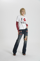 SEXXDEVIL Plaid Washed Jeans