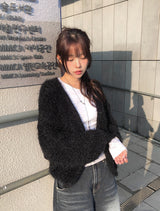 Zion Angora V-neck Loose Fit Knit Cardigan