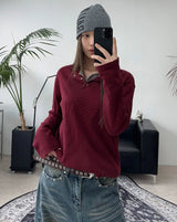 DNヘンリーネックワッフル長袖Tシャツ