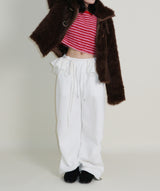 レイチェル 2ベルトディテールショート丈ファージャケット (Lining Quilted)
