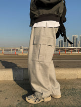 Snap cargo wide sweatpants