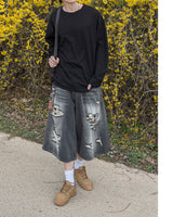Sheer Raw-Edge Waffle Long Sleeve