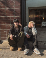 [Lining brushed] キュリーニューヨークパッチダメージフードジップアップ