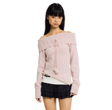 COTTON CANDY OFF-SHOULDER KNIT [PINK]