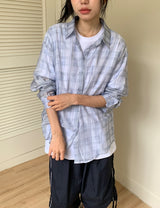 Rimu Summer Loose-Fit See-Through Check Shirt