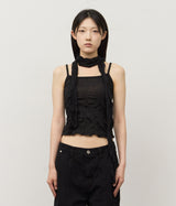 (W) Dun Wrinkled Scarf Top