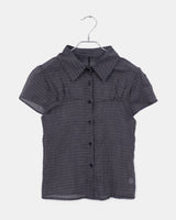Noel seersucker v-neck checkered short sleeve shirt