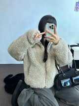 TEDDY🧸CHOKER SHEEP FUR MUSTANG ZIP UP JACKET 🤎💛💚2COLOR