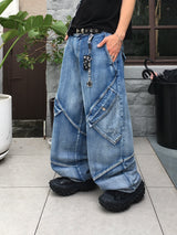 Skelader cargo denim pants (light blue)