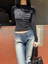  Quiet Poem typo slim fit long sleeve t-shirt (3 colors)