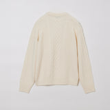 CASHMERE BLENDED CABLE KNIT WHITE