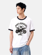 エッセンシャルスタンダード半袖リンガーTシャツ モーターサイクル ホワイト