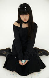 WAVY CHECK MIDI SK BLACK