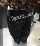 [ back embroidery ] conti dark denim wide pt