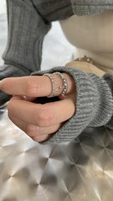 Metal punching line silver ring