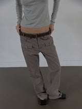MULTI BUCKLE SUEDE BELT / BROWN