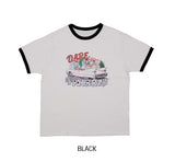 ドレーププリントリンガーハーフスリーブTシャツ