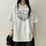 フェイスハートボクシーフィット半袖Tシャツ