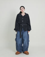 フォージハイネックタートルネックベルトカーディガン (loose fit)