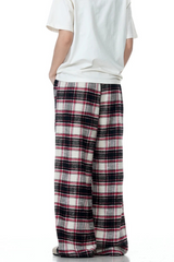 Plaid Relaxed Drawstring Trousers