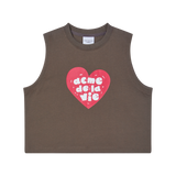 25SS UGLY HEART CROP SLEEVELESS ASH COCOA