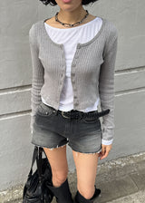RIB U-NECK CARDIGAN