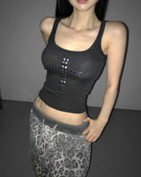 rainbow piece cross mini top(3 color)