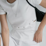 [Hadens] Side-Slit Ribbed Short-Sleeve T-Shirt - 3 Colors