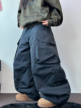 HOT HEAT 🔥 PADDING CARGO OVER UNISEX LONG PANTS🩶🖤2COLOR